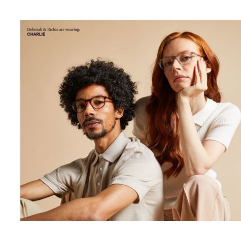 Deborah and Richie are wearing CHARLIE Equal Eyewear Collection
